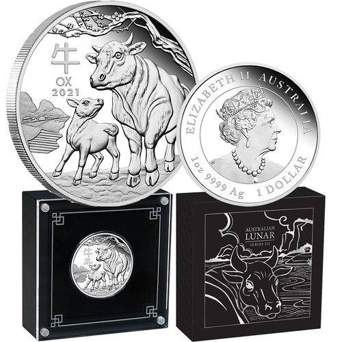 2021 $1 Year of the Ox 1oz Silver Proof