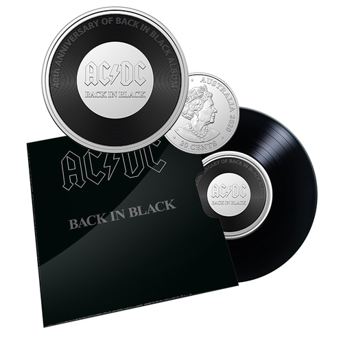 2020 20c AC/DC Back in Black Coloured UNC Coin