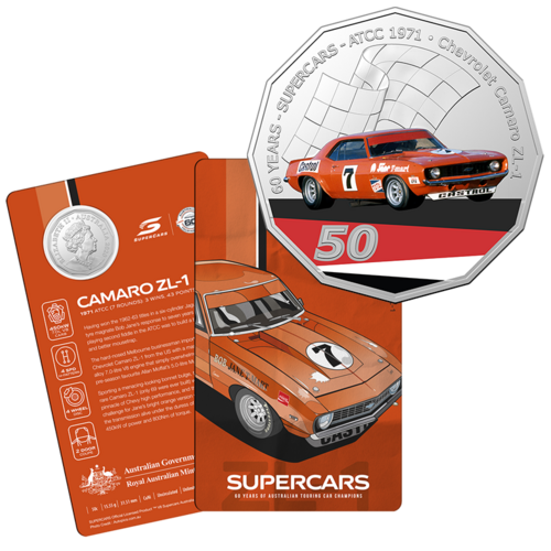 2020 50c 60 Years of Australian Touring Car Champians Chevrolet Camaro ZL-1 UNC Coin