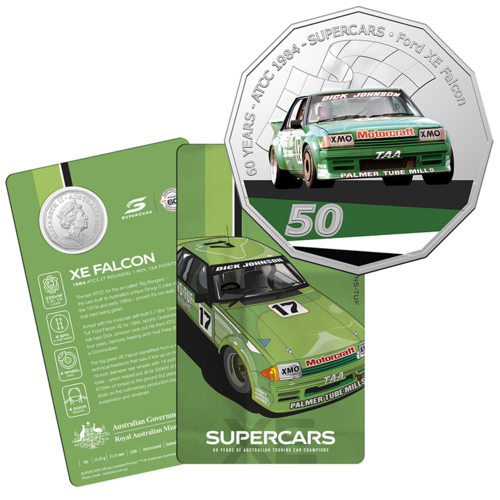 2020 50c 60 Years of Australian Touring Car Champians Ford XE Falcon UNC Coin