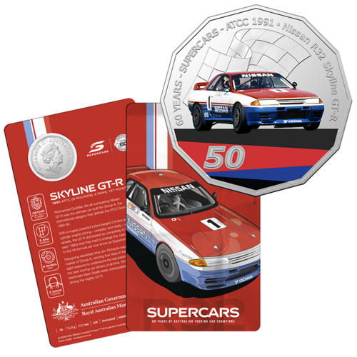 2020 50c 60 Years of Australian Touring Car Champians Nissan R32 Skyline GT-R UNC Coin