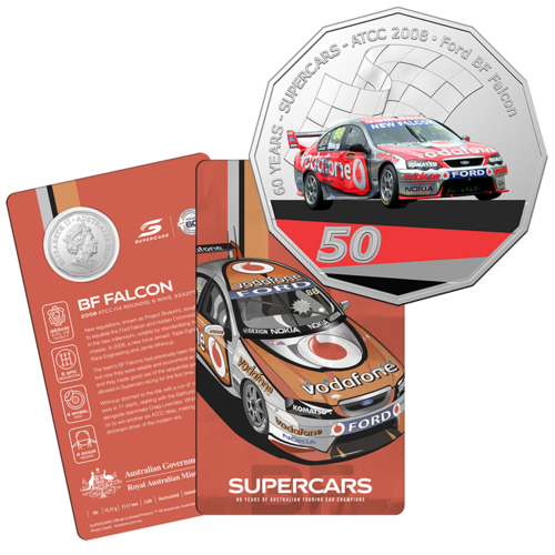 2020 50c 60 Years of Australian Touring Car Champians Ford BF Falcon UNC Coin