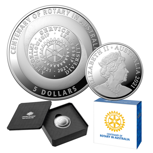 2021 $5 Centenary of Rotary Australia Silver Proof Coin