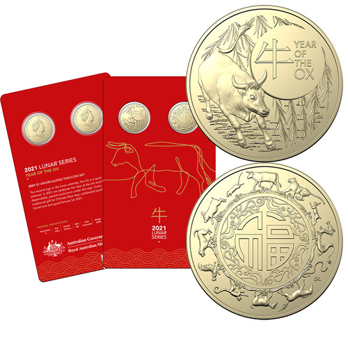 2021 $1 Year of the OX Two Coin UNC Set