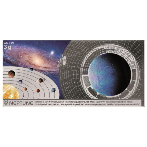 Planets of the Solar System - Neptune 3g Silver Flat Bar