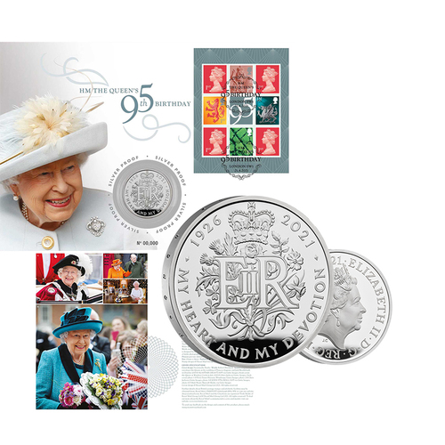 2021 The 95th Birthday of Her Majesty The Queen £5 Silver Coin Cover