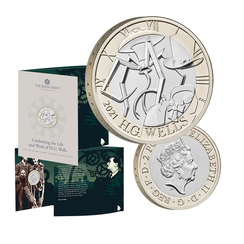 2021 £2 Life Work of H.G. Wells BUNC Coin