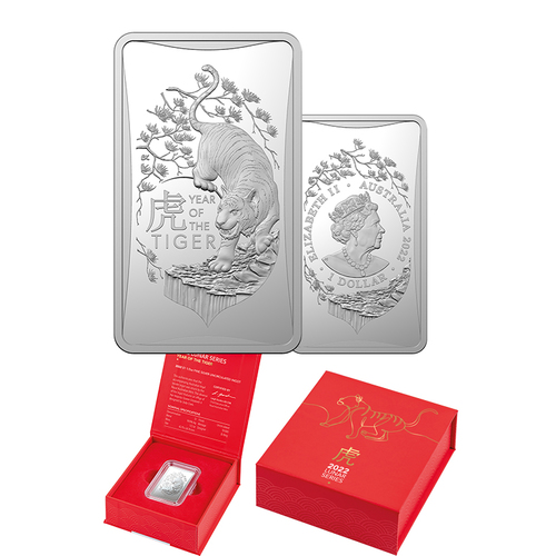 2022 $1 Year of the Tiger Silver 1/2oz Silver Frosted Ingot