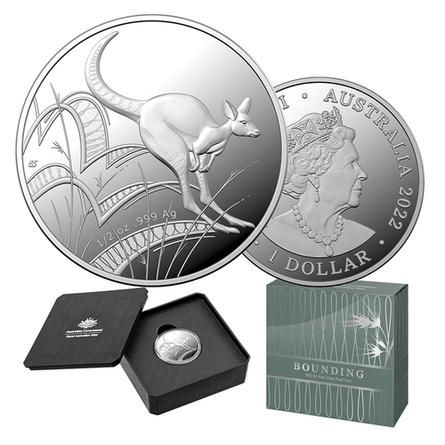 2022 $1 Kangaroo Bounding 1/2 Silver Proof Coin