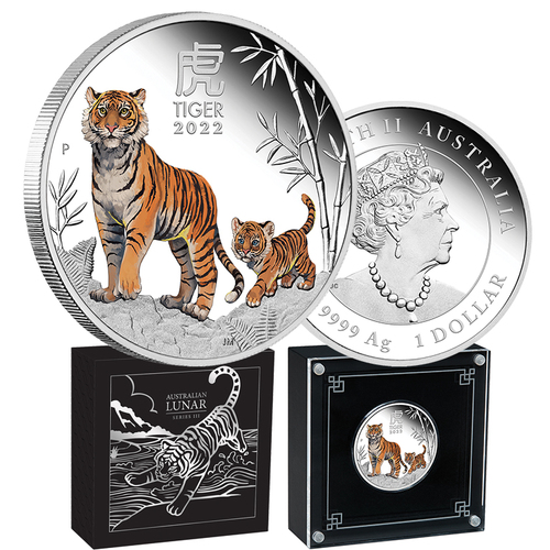 2022 Year of the Tiger PM Coloured 1oz Silver Proof Coin