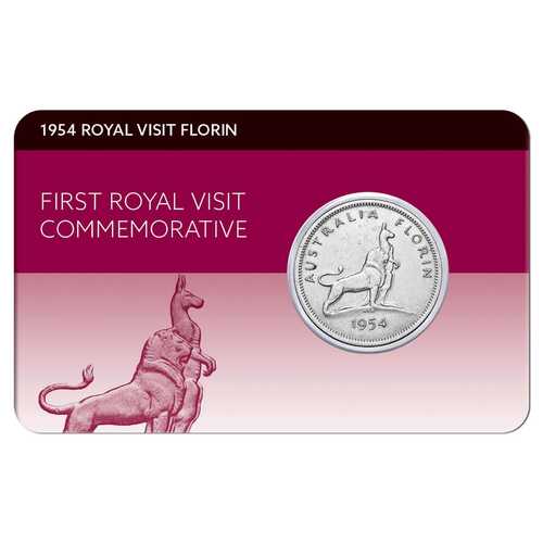 1954 Royal Visit Florin About Very Fine Carded