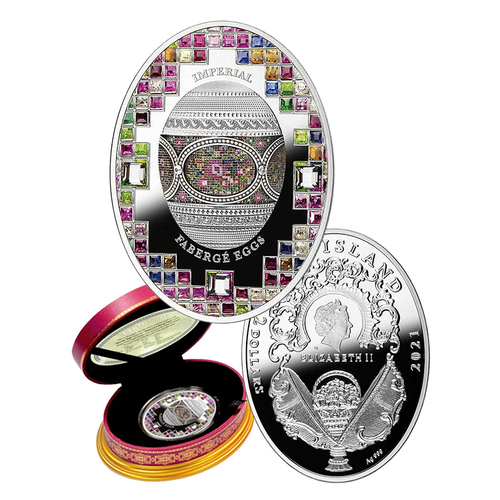 2021 $2 Faberge Egg Mosaic with Crystals Silver Proof