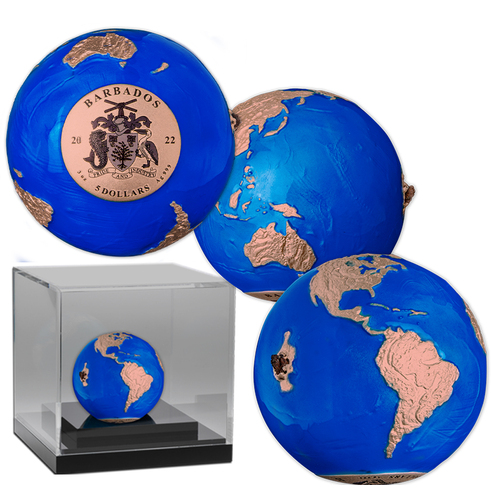2022 $5 Endangered Earth Sphere Rose Gold Plated 3oz Silver Coin