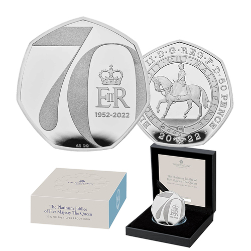 2022 50p Queen Elizabeth II's Platinum Jubilee Silver Proof Coin