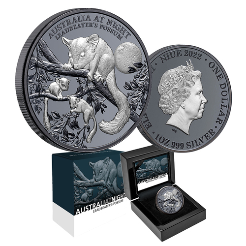 2022 $1 Australia at Night - Leadbeater's Possum Silver Black Proof Coin