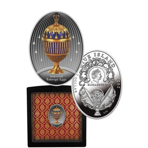 2021 $1 Blue Stripes Faberge Egg Silver Proof Coin