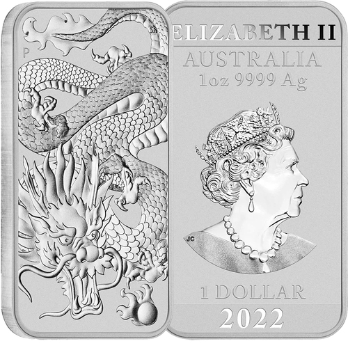 2022 $1 Rectangular Dragon 1oz Silver Bullion Coin
