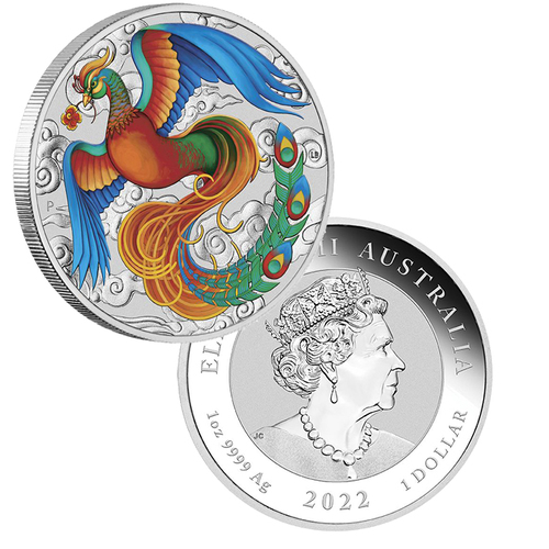 2022 $1 Chinese Myths and Legends Phoenix 1oz Vivid Coloured Coin (no card)