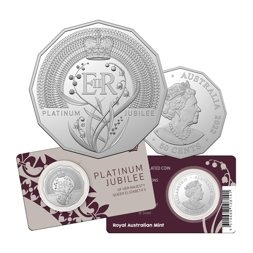 2022 50c Platinum Jubilee of HM Queen Elizabeth II UNC Coin