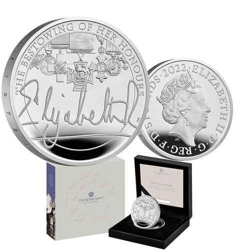 2022 £5 The Queen's Reign Honours and Investitures Silver Proof