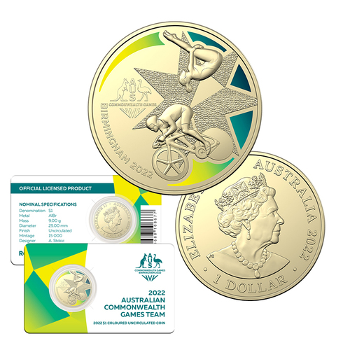 2022 $1 Commonwealth Games Coloured UNC Coin