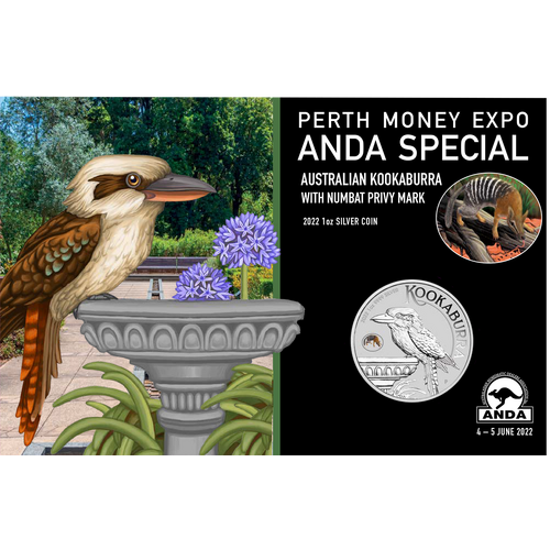 2022 $1 Kookaburra ANDA Perth Money Expo Coloured Numbat Privy