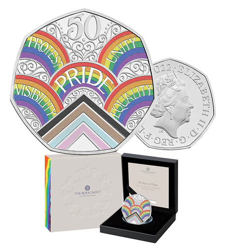 2022 50p 50 Years of Pride Coloured Silver Proof Coin