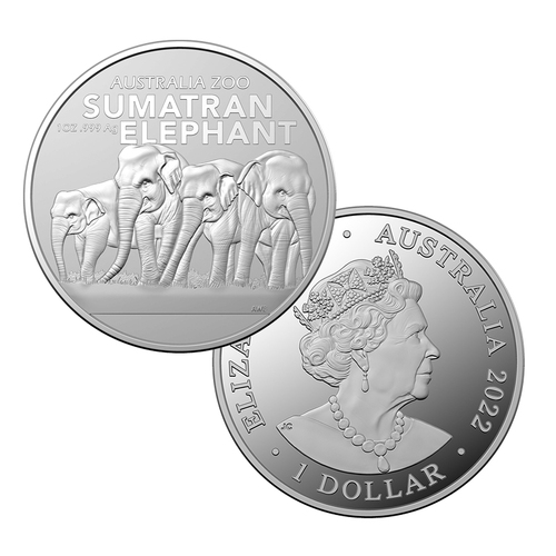 2022 $1 Australian Zoo Sumatran Elephant 1oz Silver Bullion Coin
