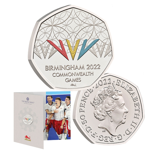 2022 50p Birmingham Comm Games Team England Coloured UNC