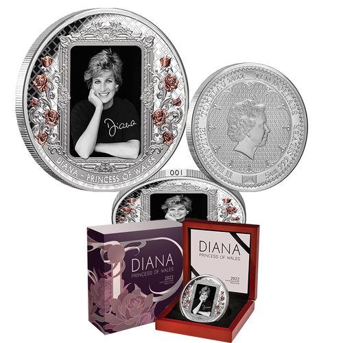 2022 $10 Diana Princess of Wales Rose Gold Gilded 5oz Silver Proof Coin
