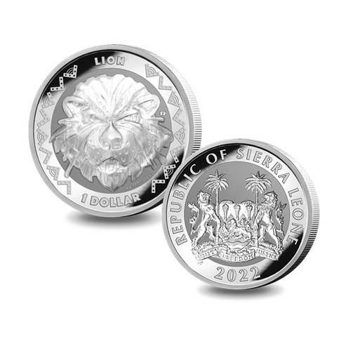 2022 $1 Lion Reverse Frosted Silver Bullion Coin