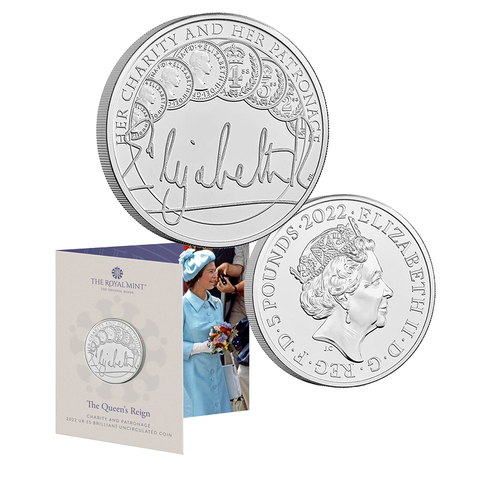 2022 £5 Queen's Reign Charity and Patronage BUNC Coin