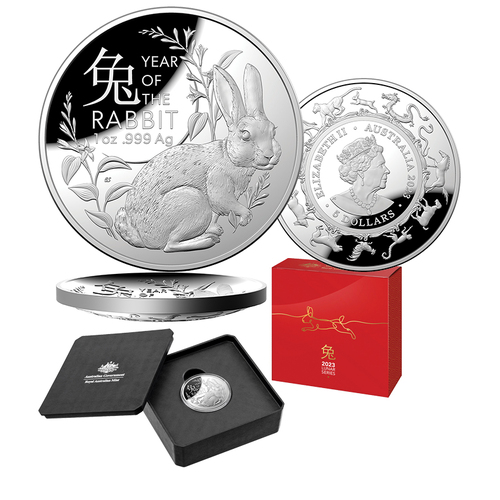 2023 $5 Year of the Rabbit Domed Silver Proof Coin