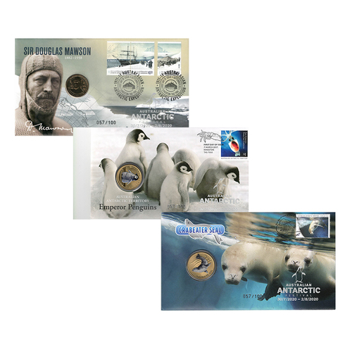 2020 Australian Antarctic Festival Overprinted PNCs Set of 3