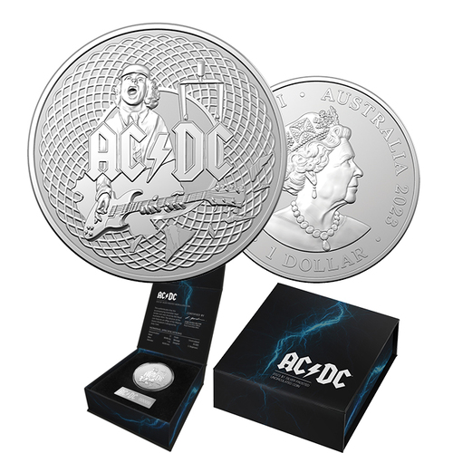 2022 $1 45th Anniversary of AC/DC Silver Frosted Coin