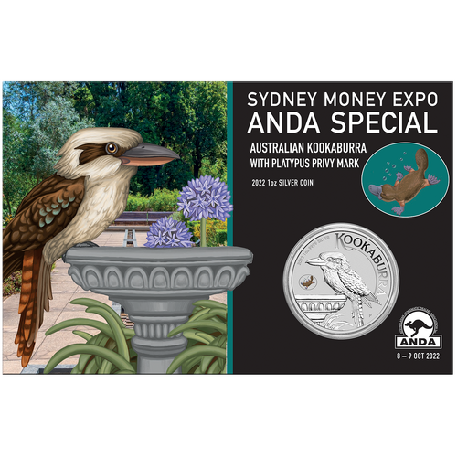 2022 $1 Kookaburra ANDA Sydney Money Expo Coloured Platypus Privy