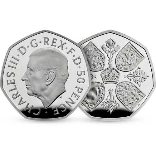 2022 50p King Charles III Queen Elizabeth Tribute Silver Proof Coin