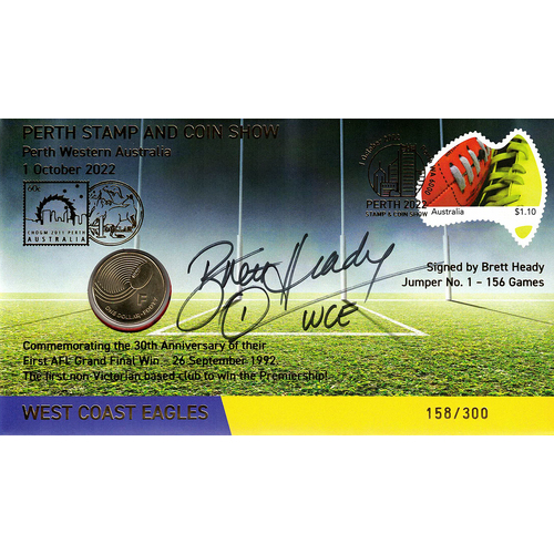 2022 Perth Stamp and Coin Show West Coast Eagles Signed PNC