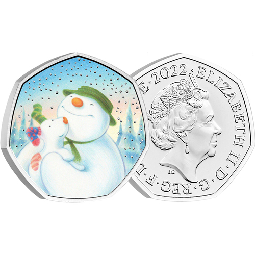 2022 50p The Snowman and Snowdog Coloured BUNC Coin
