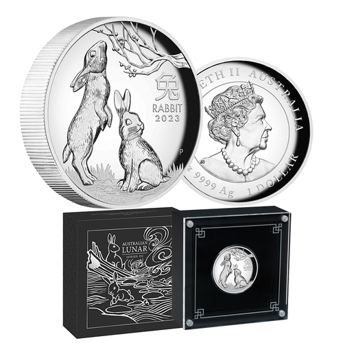 2023 $1 Year of the Rabbit 1oz Silver High Relief Silver Proof Coin