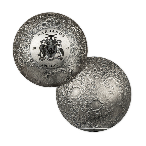 2023 $5 The Moon Spherical 3oz Silver Antiqued Coin