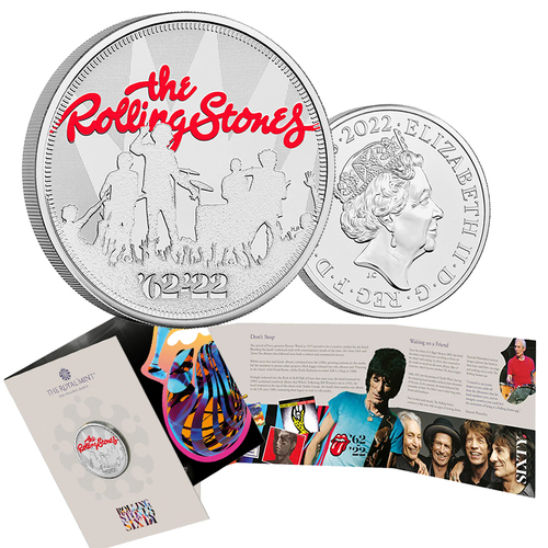 2022 £5 The Rolling Stones Coloured BUNC Coin