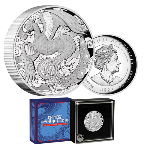 2022 $2 Australian Chinese Myths and Legends - Phoenix 2oz Silver High Relief Proof