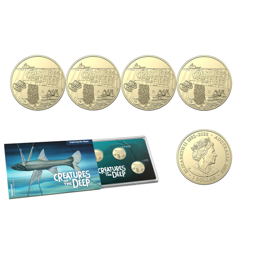 2023 $1 Creatures of the Deep 4 Coin Mintmark and Privy UNC Set