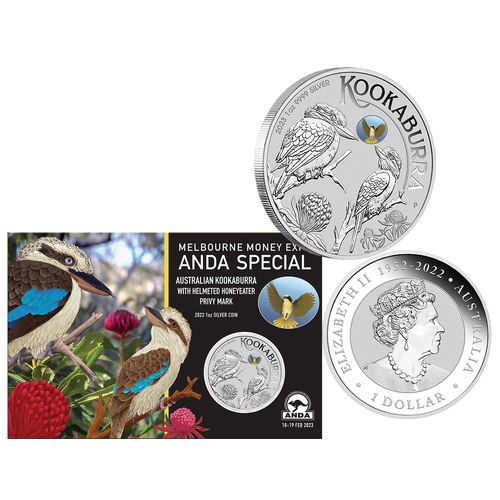 2023 $1 Kookaburra ANDA Melbourne Money Expo Helmeted Honey Privy