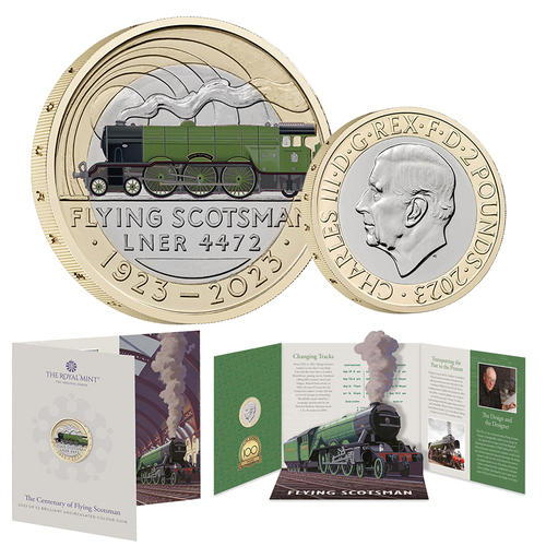 2023 £2 The Centenary of the Flying Scotsman BUNC Coloured Coin