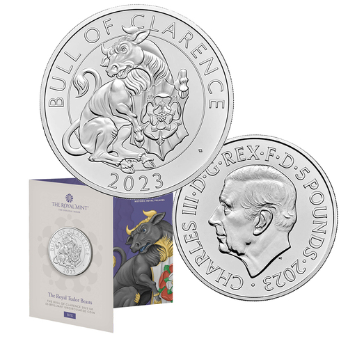 2023 £5 Royal Tudor Beasts the Bull of Clarence BUNC Coin