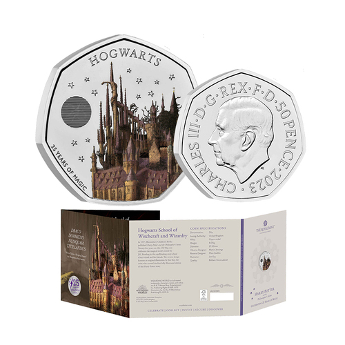 2023 50p Hogwarts School Coloured BUNC Coin