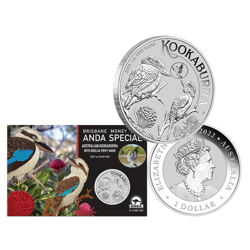 2023 $1 Kookaburra ANDA Brisbane Money Expo Brolga Privy