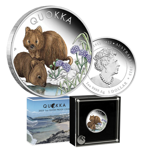 2023 $1 Australian Quokka 1oz Coloured Silver Proof Coin